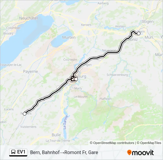 EV1 Bus Line Map