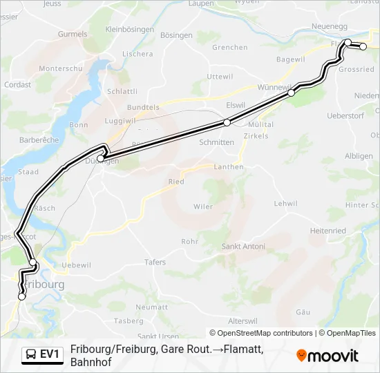 EV1 Bus Line Map