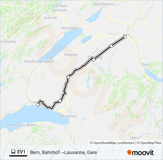 EV1 Bus Line Map