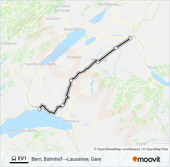 EV1 Bus Line Map