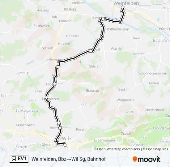 EV1 Bus Line Map