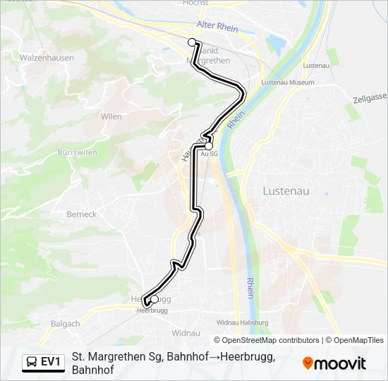 EV1 Bus Line Map