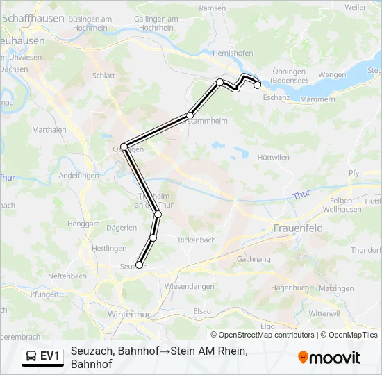 EV1 Bus Line Map