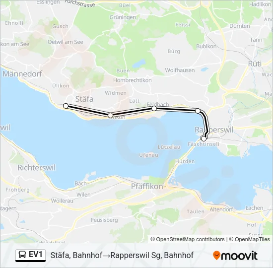 EV1 Bus Line Map