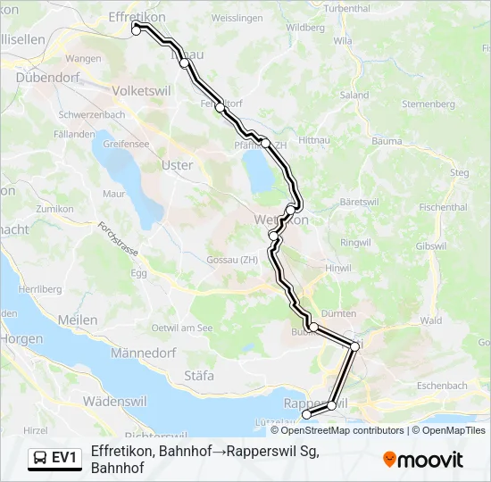 EV1 Bus Line Map