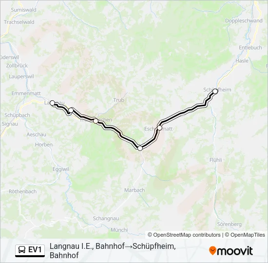 EV1 Bus Line Map
