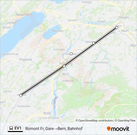 EV1 Bus Line Map