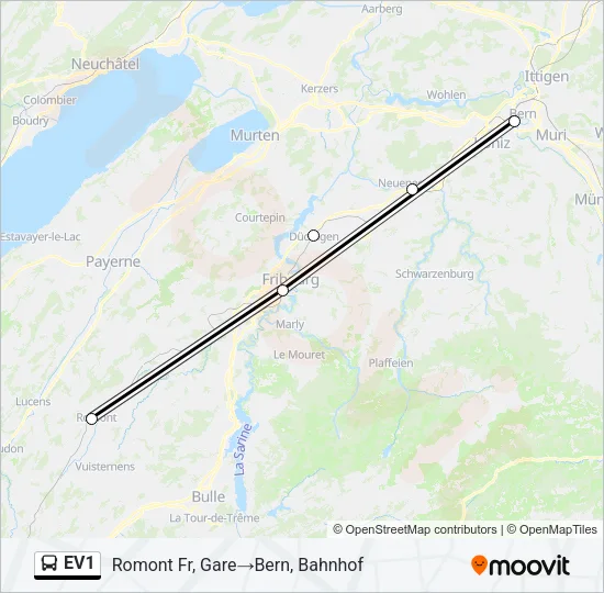 EV1 Bus Line Map