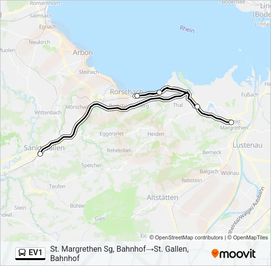EV1 Bus Line Map