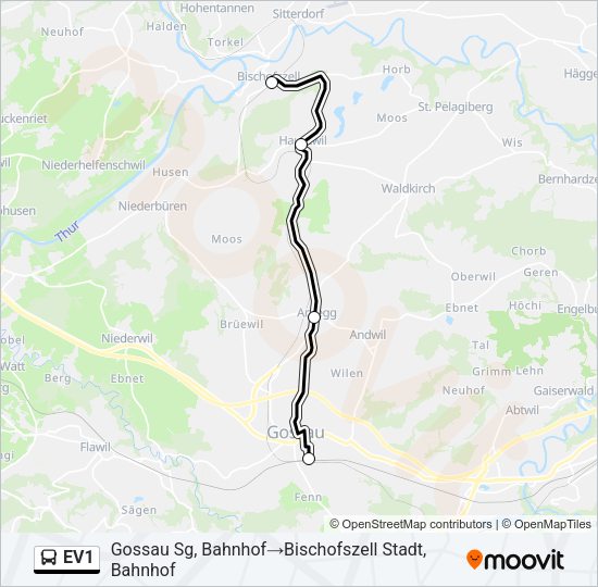 EV1 Bus Line Map
