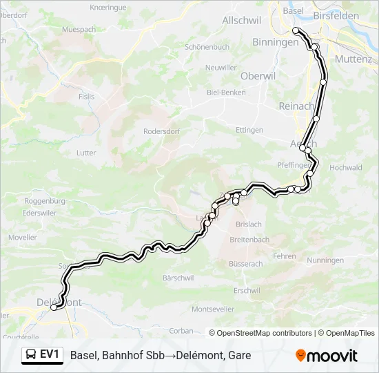 EV1 Bus Line Map