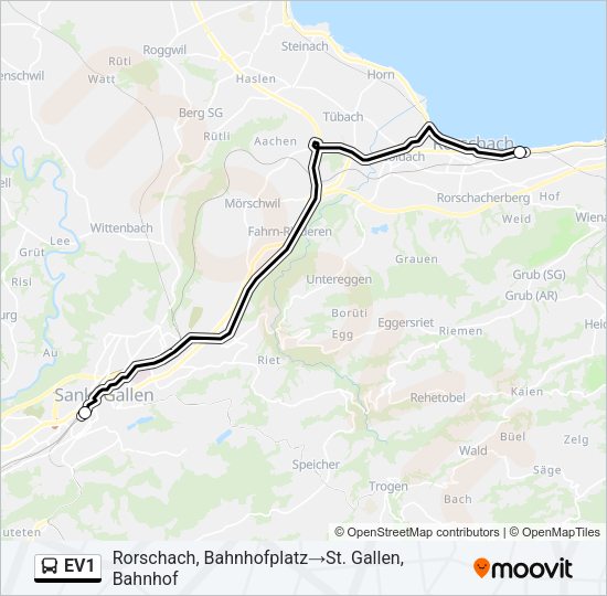 EV1 Bus Line Map