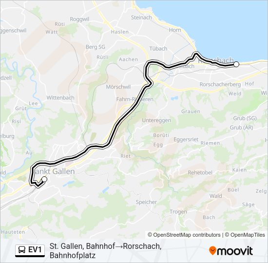 EV1 Bus Line Map