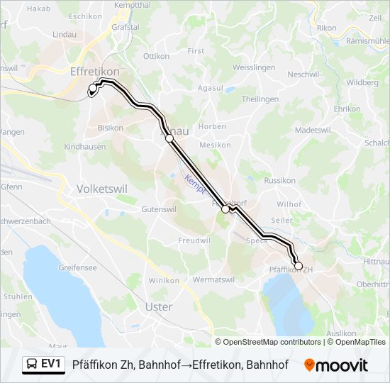 EV1 Bus Line Map