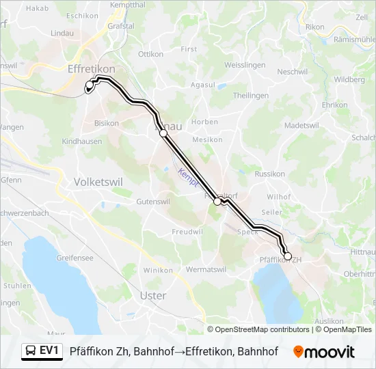 EV1 Bus Line Map