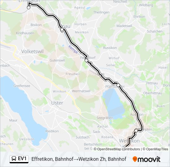 EV1 Bus Line Map
