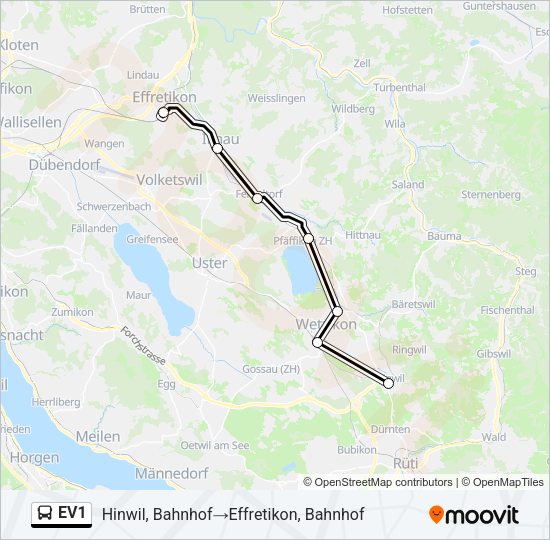 EV1 Bus Line Map