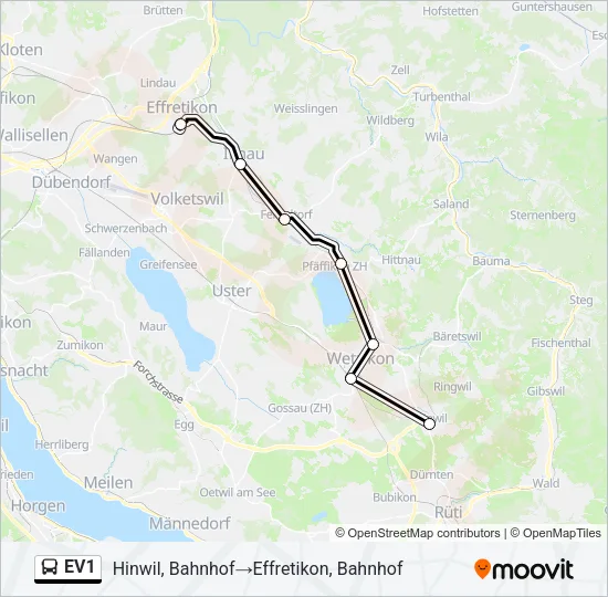 EV1 Bus Line Map