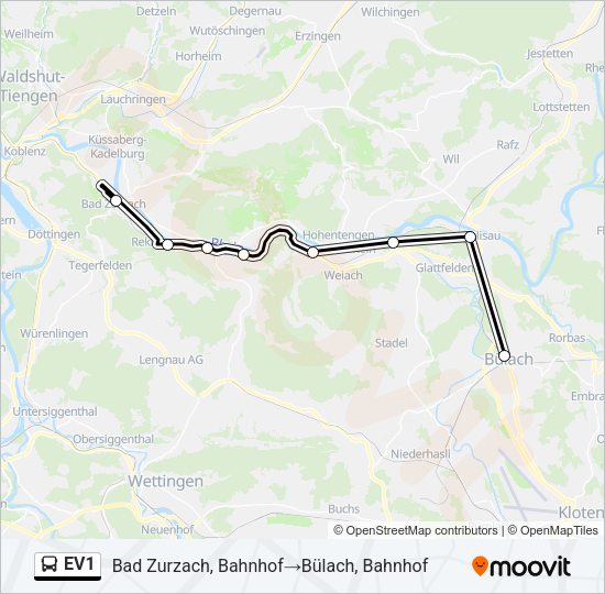 EV1 Bus Line Map