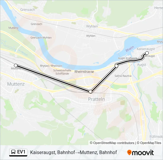 EV1 Bus Line Map