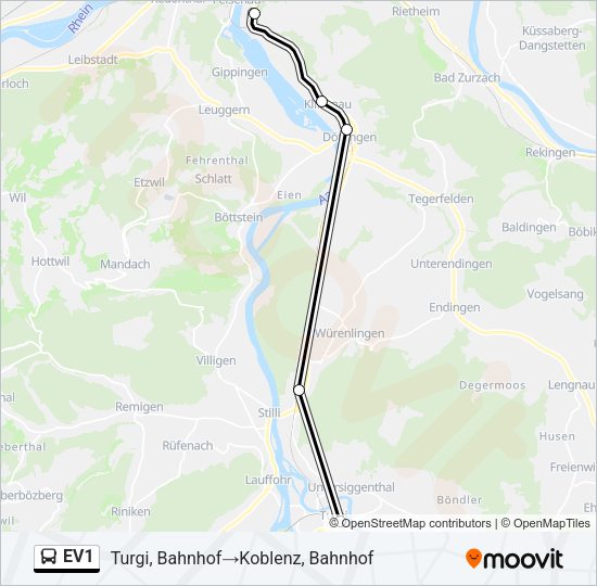 EV1 Bus Line Map