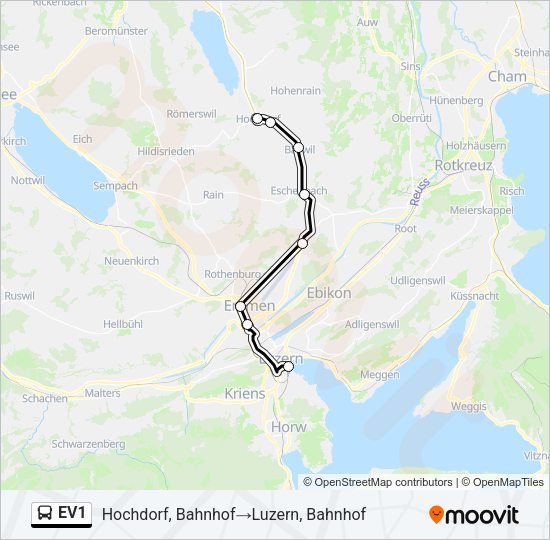 EV1 Bus Line Map
