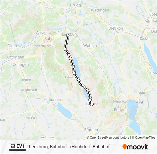EV1 Bus Line Map
