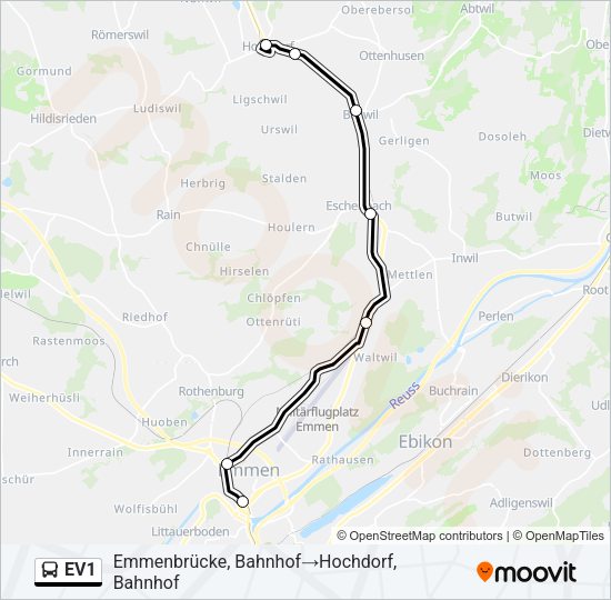 EV1 Bus Line Map