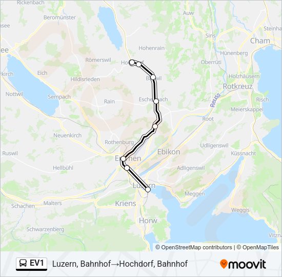 EV1 Bus Line Map