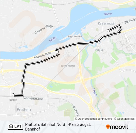 EV1 Bus Line Map