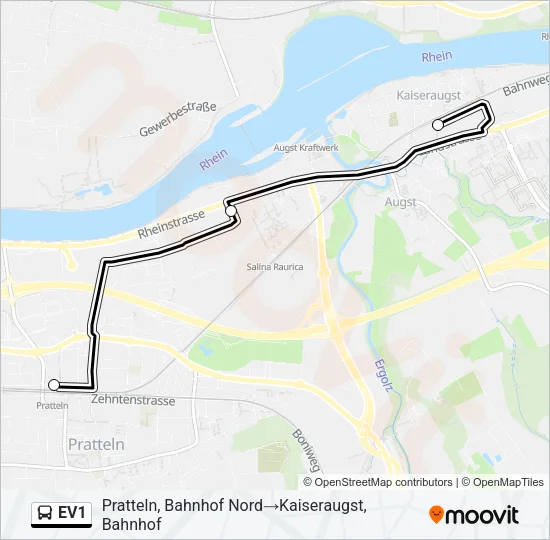 EV1 Bus Line Map