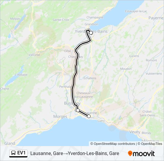 EV1 Bus Line Map