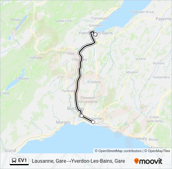 EV1 Bus Line Map