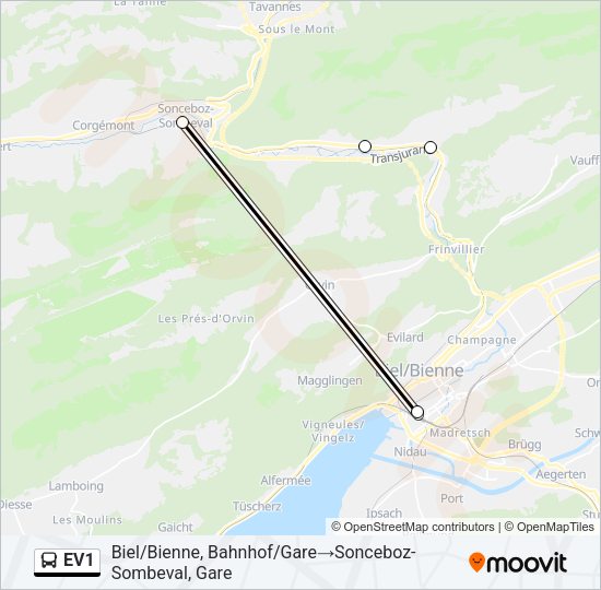 EV1 Bus Line Map