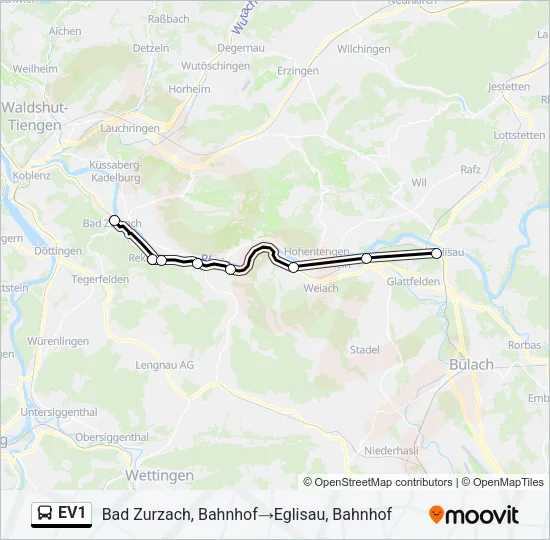 EV1 Bus Line Map