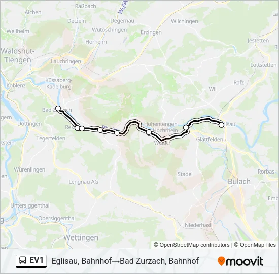 EV1 Bus Line Map