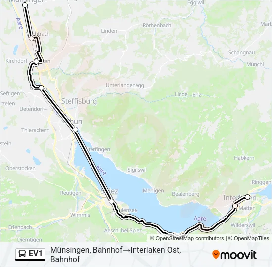 EV1 Bus Line Map