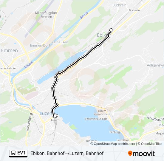 EV1 Bus Line Map