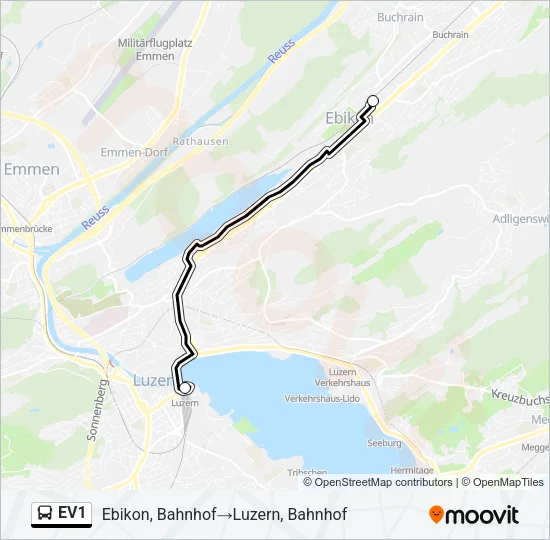 EV1 Bus Line Map