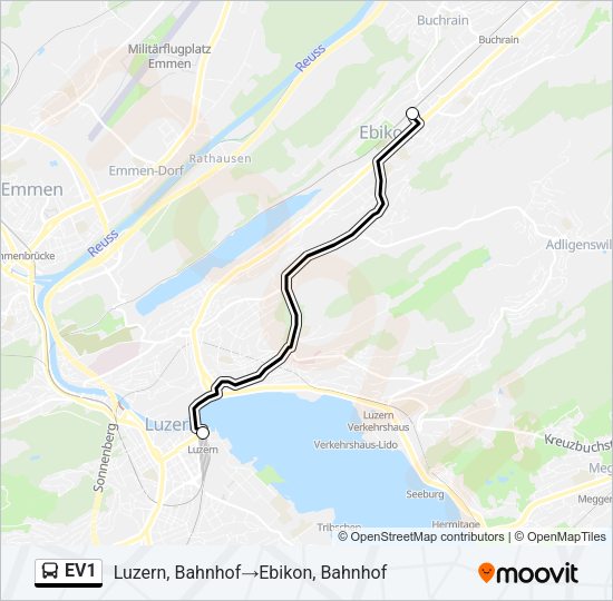 EV1 Bus Line Map