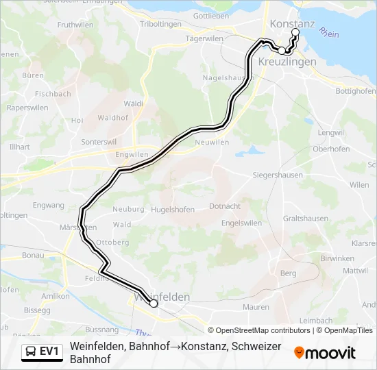 EV1 Bus Line Map