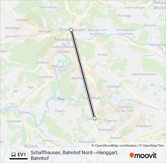 EV1 Bus Line Map