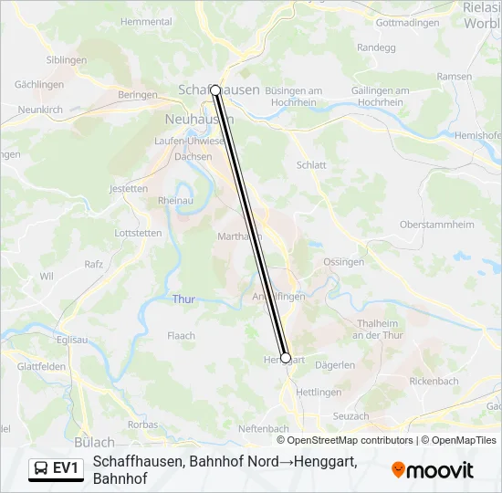 EV1 Bus Line Map