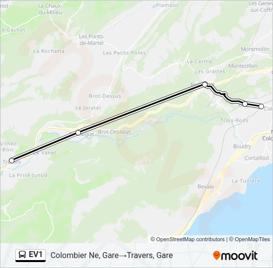 EV1 Bus Line Map