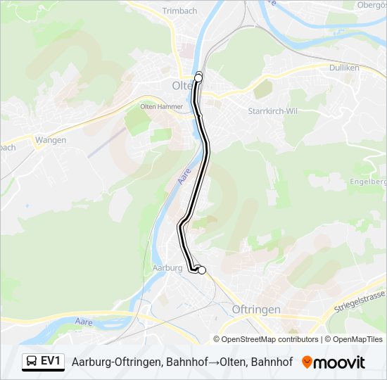 EV1 Bus Line Map