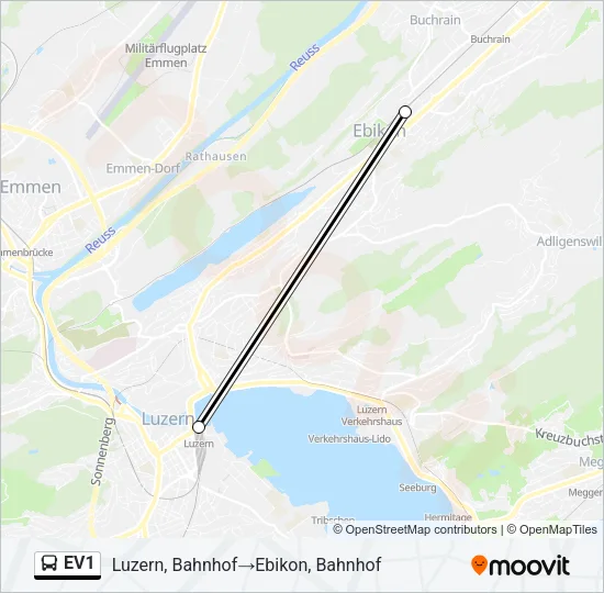 EV1 Bus Line Map