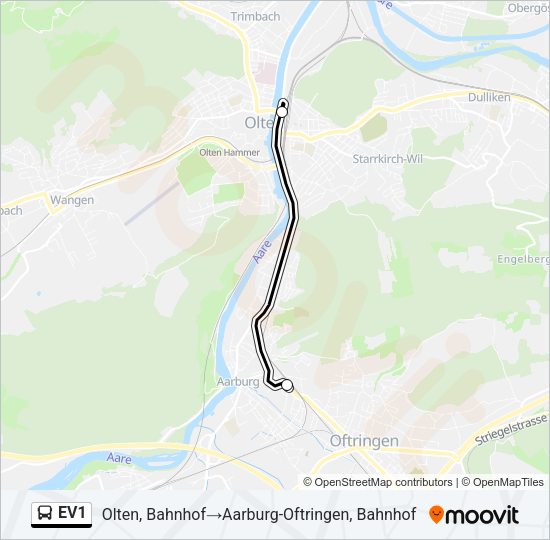 EV1 Bus Line Map