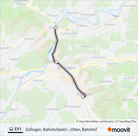 EV1 Bus Line Map