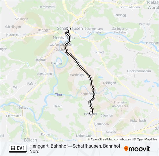 EV1 Bus Line Map