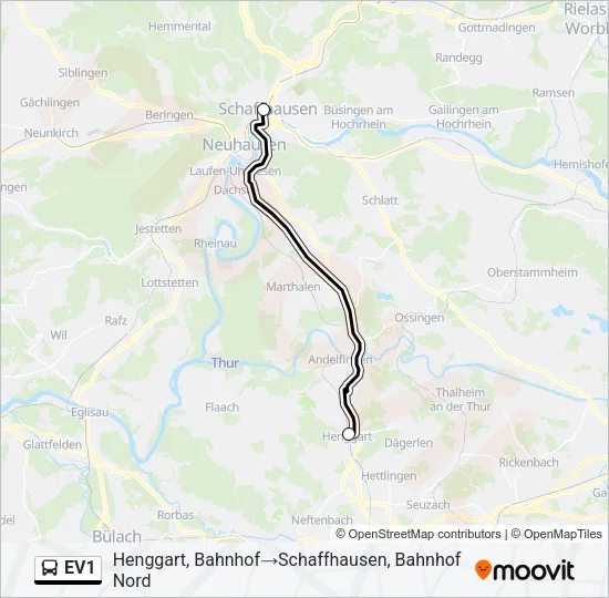EV1 Bus Line Map